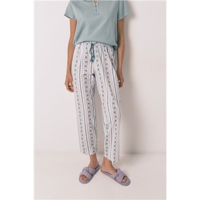 Pantalón largo carrot 100% algodón cenefas