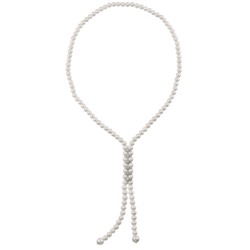 Колье (Майорка белая 8-12мм, цирконы белые; покрытие родий) 70см, Есть комплект