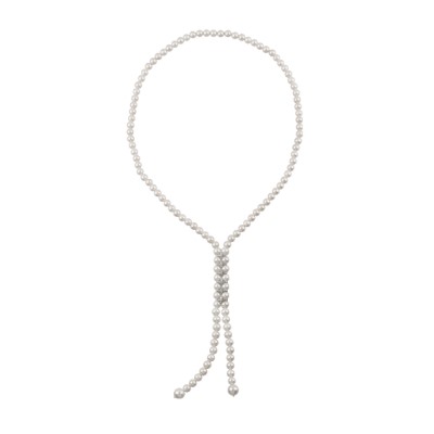 Колье (Майорка белая 8-12мм, цирконы белые; покрытие родий) 70см, Есть комплект