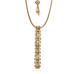 Кулон Квадро (кристаллы SW шампань; покрытие золото) 80см, Есть комплект