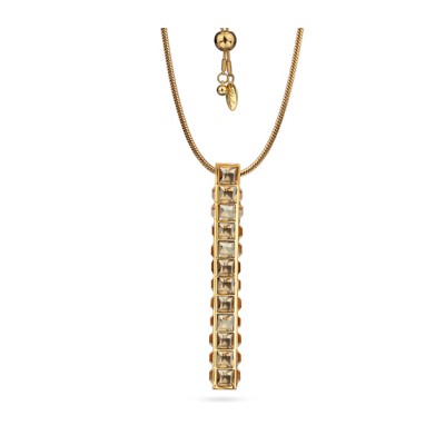 Кулон Квадро (кристаллы SW шампань; покрытие золото) 80см, Есть комплект