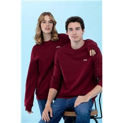 Bordo Bisiklet Yaka Basic Sweatshirt