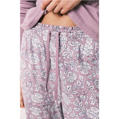 Pijama largo rosa estampado flores