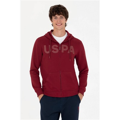 Erkek Bordo Kapüşonlu Örme Hırka