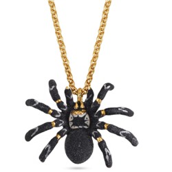 Кулон Паук (эмаль матовая черная; покрытие золото) 86-91см, Есть комплект