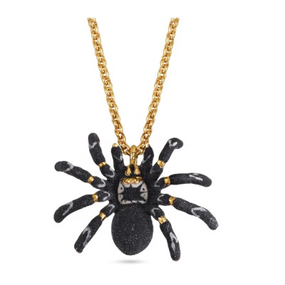 Кулон Паук (эмаль матовая черная; покрытие золото) 86-91см, Есть комплект
