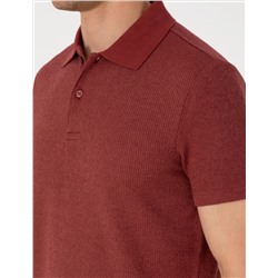 Nar Slim Fit Örme Dokulu Polo Yaka Tişört