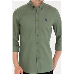 Erkek Haki Uzun Kollu Gömlek