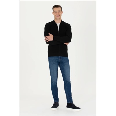 Erkek Siyah Basic Triko Hırka