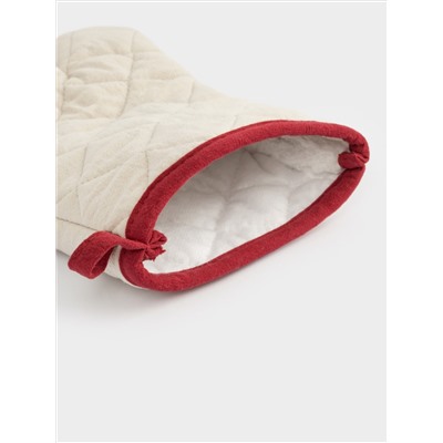 Прихватка-варежка, 18x30 см, хлопок, серо-бежевая, Олень в шарфе, Deer