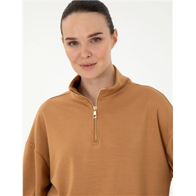 Camel Regular Fit Modal Kumaş Sweatshirt