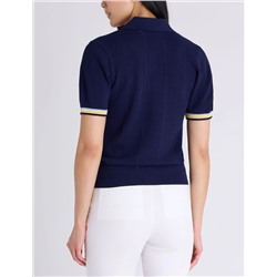 RELAXED SWEATER POLO SHIRT WITH RIBBED BAND