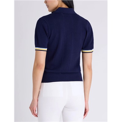 RELAXED SWEATER POLO SHIRT WITH RIBBED BAND