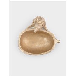 Конфетница, 20х18 см, полирезин, золотистая, Еж с тыквой, Light pumpkin