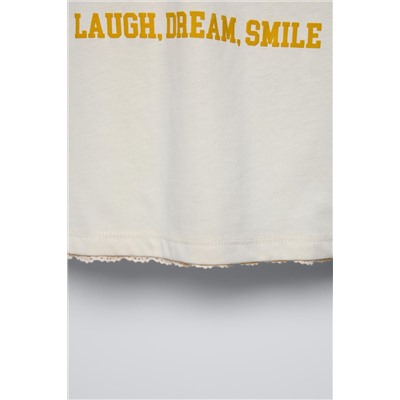 LACE-TRIMMED T-SHIRT WITH PRINT