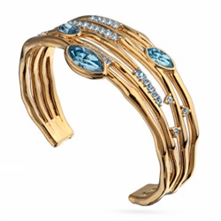 Браслет Эйва (кристаллы SW аквамарин; покрытие золото), Есть комплект