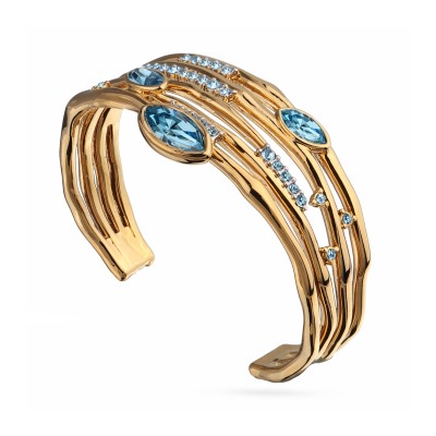 Браслет Эйва (кристаллы SW аквамарин; покрытие золото), Есть комплект