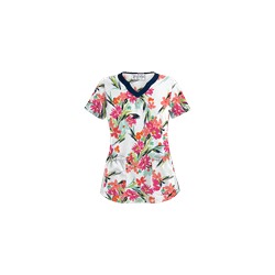 UA Island Bouquet White Print Scrub Top