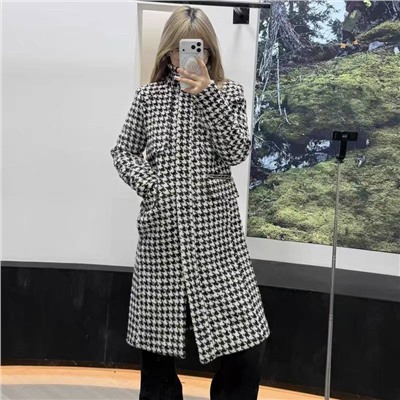 Женское пальто с узором пье-де-пуль (гусиная лапка)  Kar*l Lagerfel*d