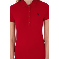 Kadın Kırmızı Basic Polo Yaka Tişört