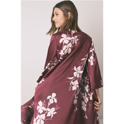 Bata larga floral granate