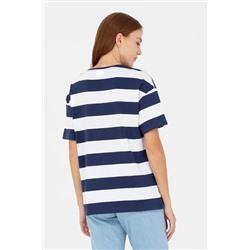 Kadın Lacivert Bisiklet Yaka Tişört