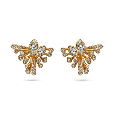 Серьги Эйва (кристаллы SW белые; покрытие золото), Есть комплект