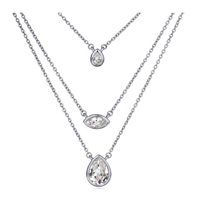 Колье Эйва (кристаллы SW белые; покрытие родий) 47см, Есть комплект