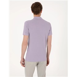 Lila Slim Fit %100 Pamuk Polo Yaka Basic Tişört