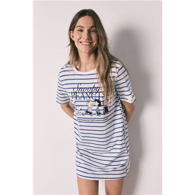 Camisón corto Snoopy algodón rayas