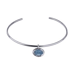 Колье-чокер Грация (кристаллы SW 18х13 байкальский лед; родий) 13см, Есть комплект