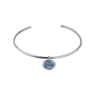 Колье-чокер Грация (кристаллы SW 18х13 байкальский лед; родий) 13см, Есть комплект