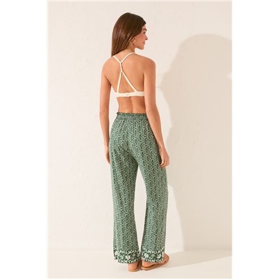 Pantalón largo viscosa estampado geométrico