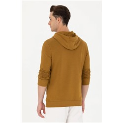 Erkek Açık Haki Kapüşonlu Basic Sweatshirt