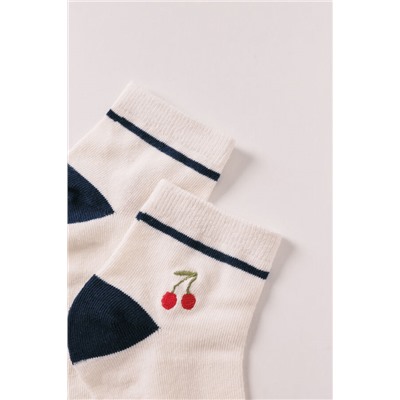 Calcetines cortos bordado cerezas