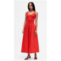 Mixed Media Drop-Waist Maxi Dress