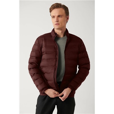 Avva Erkek Bordo Dik Yaka Su İtici Rüzgar Geçirmez Hafif Comfort Fit Rahat Kesim Şişme Mont E006019