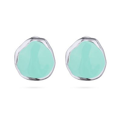 Серьги Палитра (эмаль морская свежесть; покрытие родий), Есть комплект