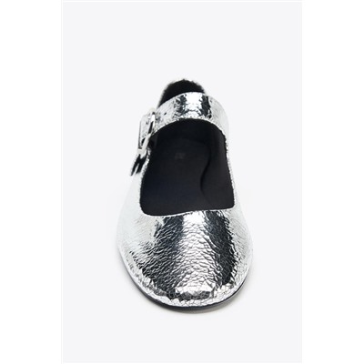 METALLIC LEATHER-EFFECT BALLERINAS