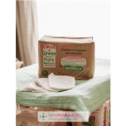 Love&Green Pure Nature - Couches Écologiques Non Blanchies - Taille 1 - 2 à 5kg - 32 couches