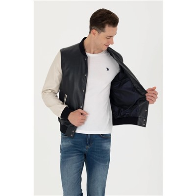 Erkek Lacivert Deri Ceket