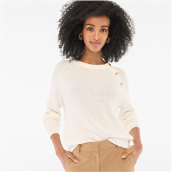 Button raglan crewneck sweater