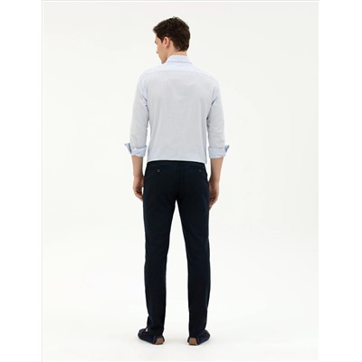 Lacivert Slim Fit Kanvas Pantolon