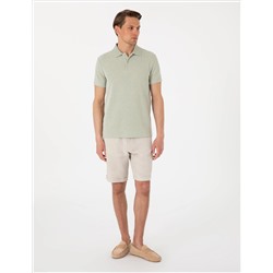 Haki Slim Fit Örme Dokulu Polo Yaka Tişört