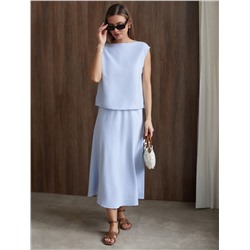 Топ c вырезом лодочка из плотного лиоцелла