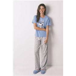 Pijama corto algodón Snoopy azul