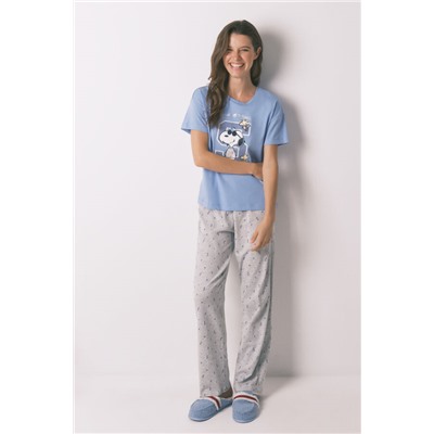 Pijama corto algodón Snoopy azul