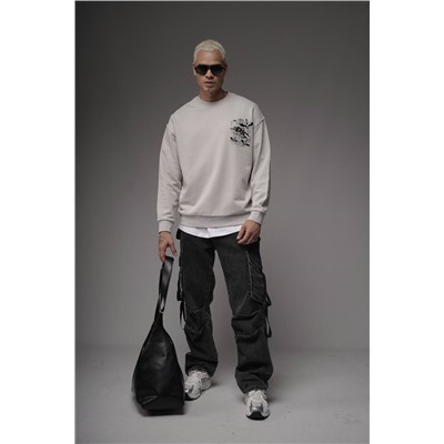 Свитшот  журавли светло серый