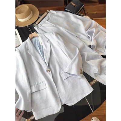 Женский льняной костюм пиджак + брюки (5 цветов) КО*С