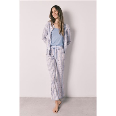 Set pijama rayas y top azul